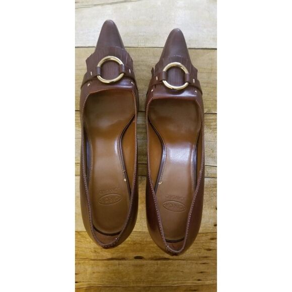 Circa Joan & David Women SlipOn Pumps Shoes 10M leather upper Brown - Picture 1 of 10